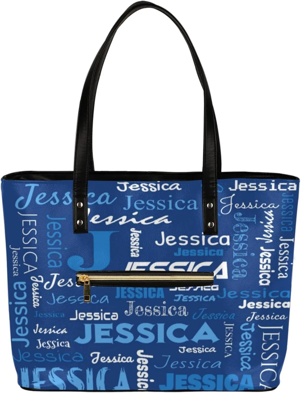 PU Leather Custom Tote Bag for Women, Personalized Initial Shoulder Beach Bags Customized Handles Bag