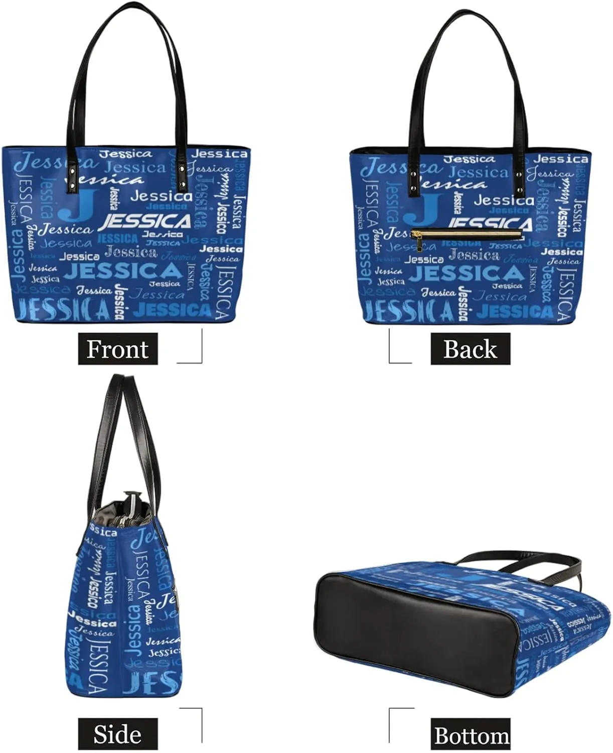 PU Leather Custom Tote Bag for Women, Personalized Initial Shoulder Beach Bags Customized Handles Bag