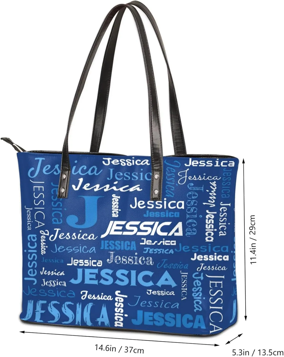 PU Leather Custom Tote Bag for Women, Personalized Initial Shoulder Beach Bags Customized Handles Bag
