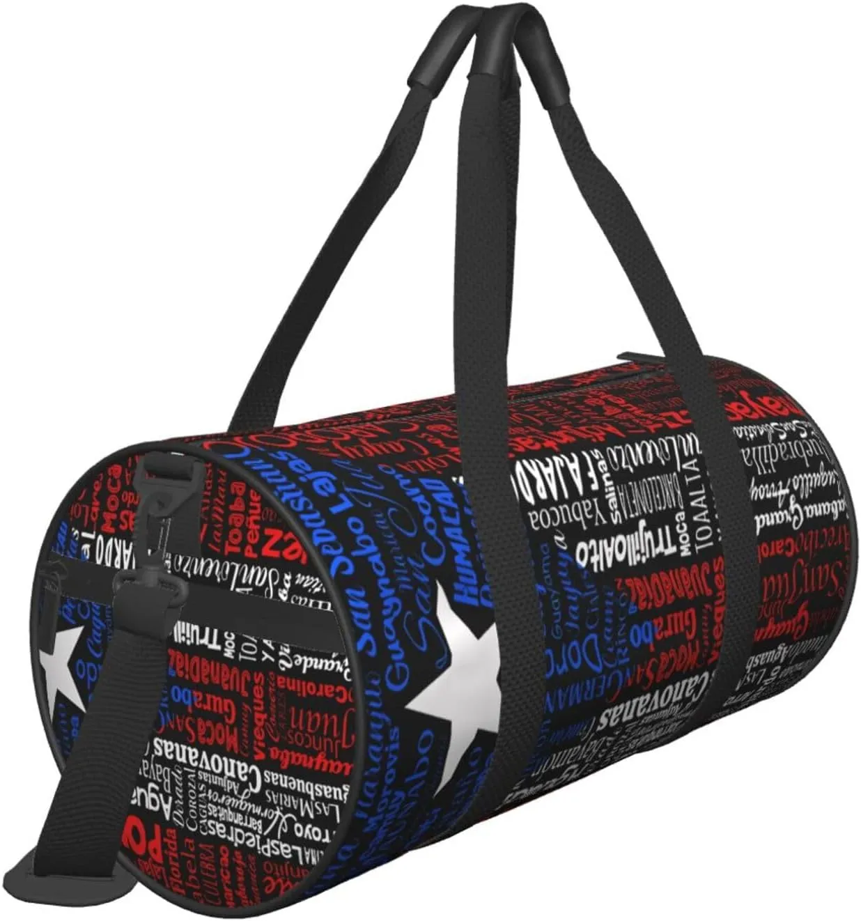 Puerto Rico Towns Flag Round Travel Duffel Bag Large Capacity Gym Sports Bags for Hiking Vacation Trips