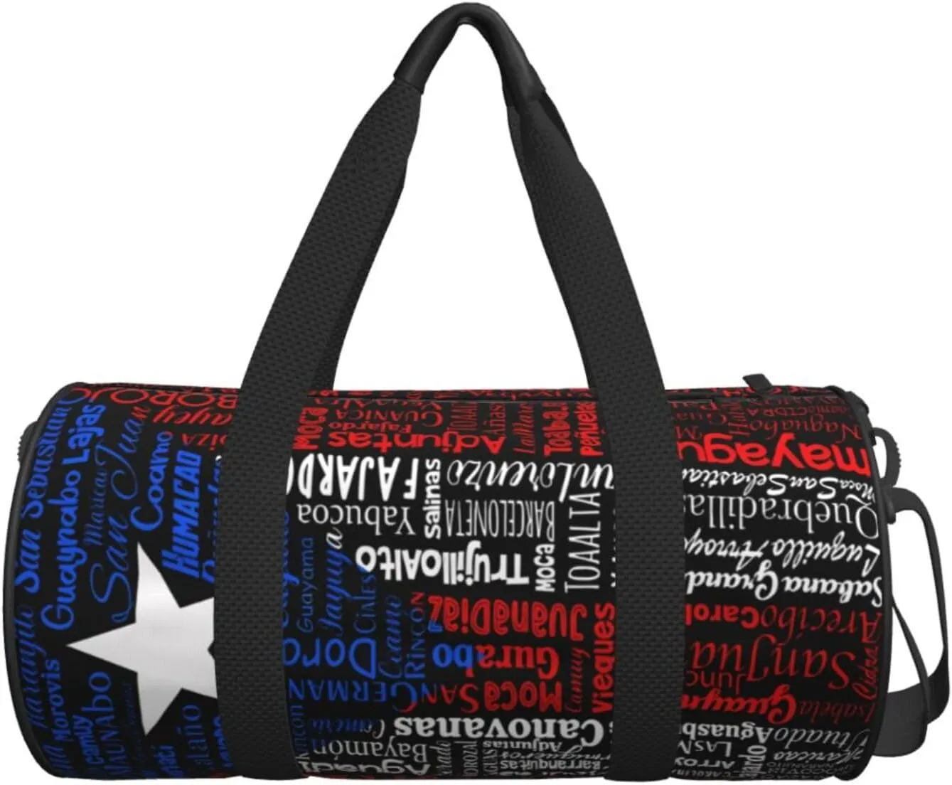 Puerto Rico Towns Flag Round Travel Duffel Bag Large Capacity Gym Sports Bags for Hiking Vacation Trips