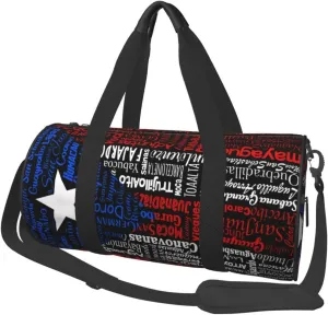 Puerto Rico Towns Flag Round Travel Duffel Bag Large Capacity Gym Sports Bags for Hiking Vacation Trips