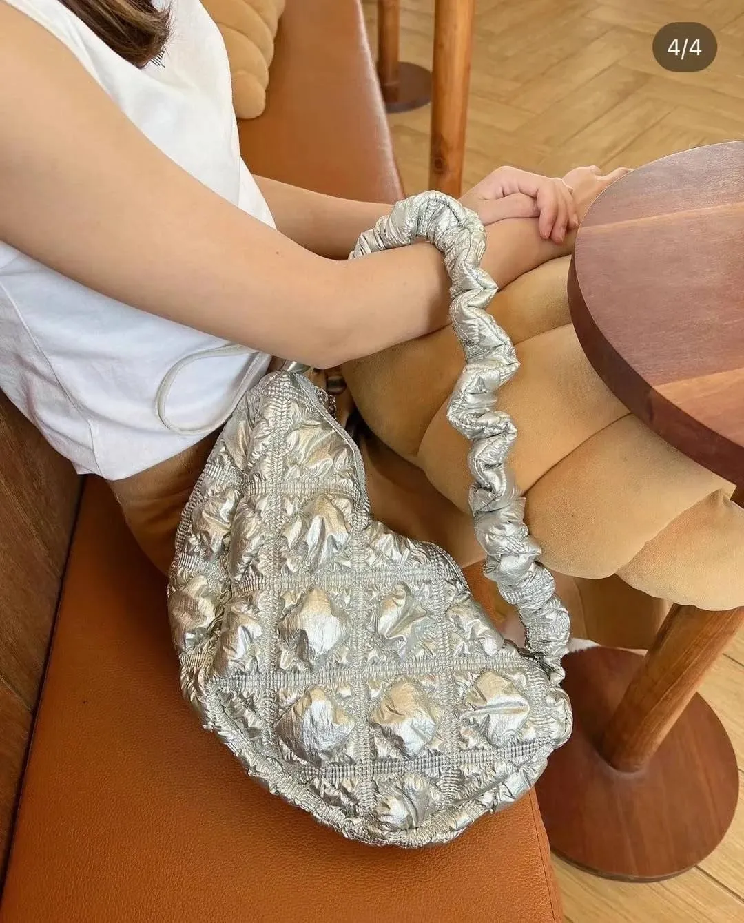 Puffer Quilted Crossbody Bags for Women Small Shoulder Bag Handbag Crescent Purse with Adjustable Strap