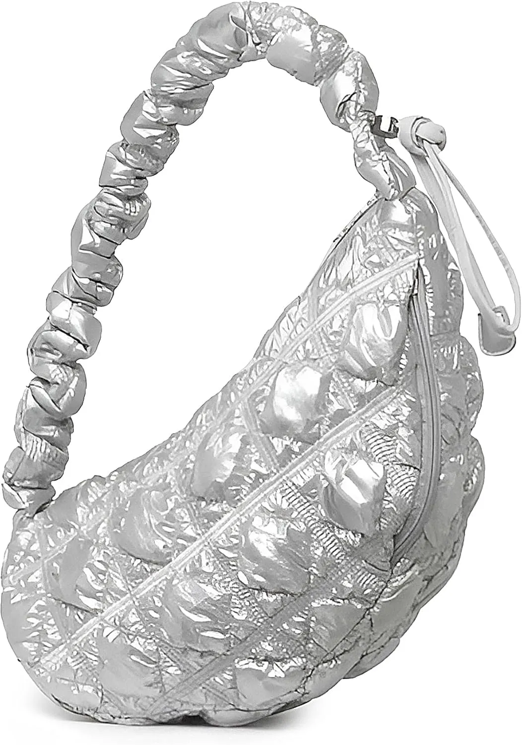 Puffer Quilted Crossbody Bags for Women Small Shoulder Bag Handbag Crescent Purse with Adjustable Strap