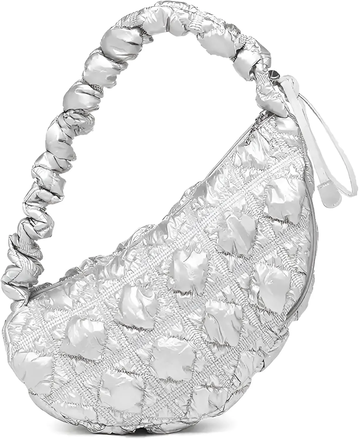 Puffer Quilted Crossbody Bags for Women Small Shoulder Bag Handbag Crescent Purse with Adjustable Strap