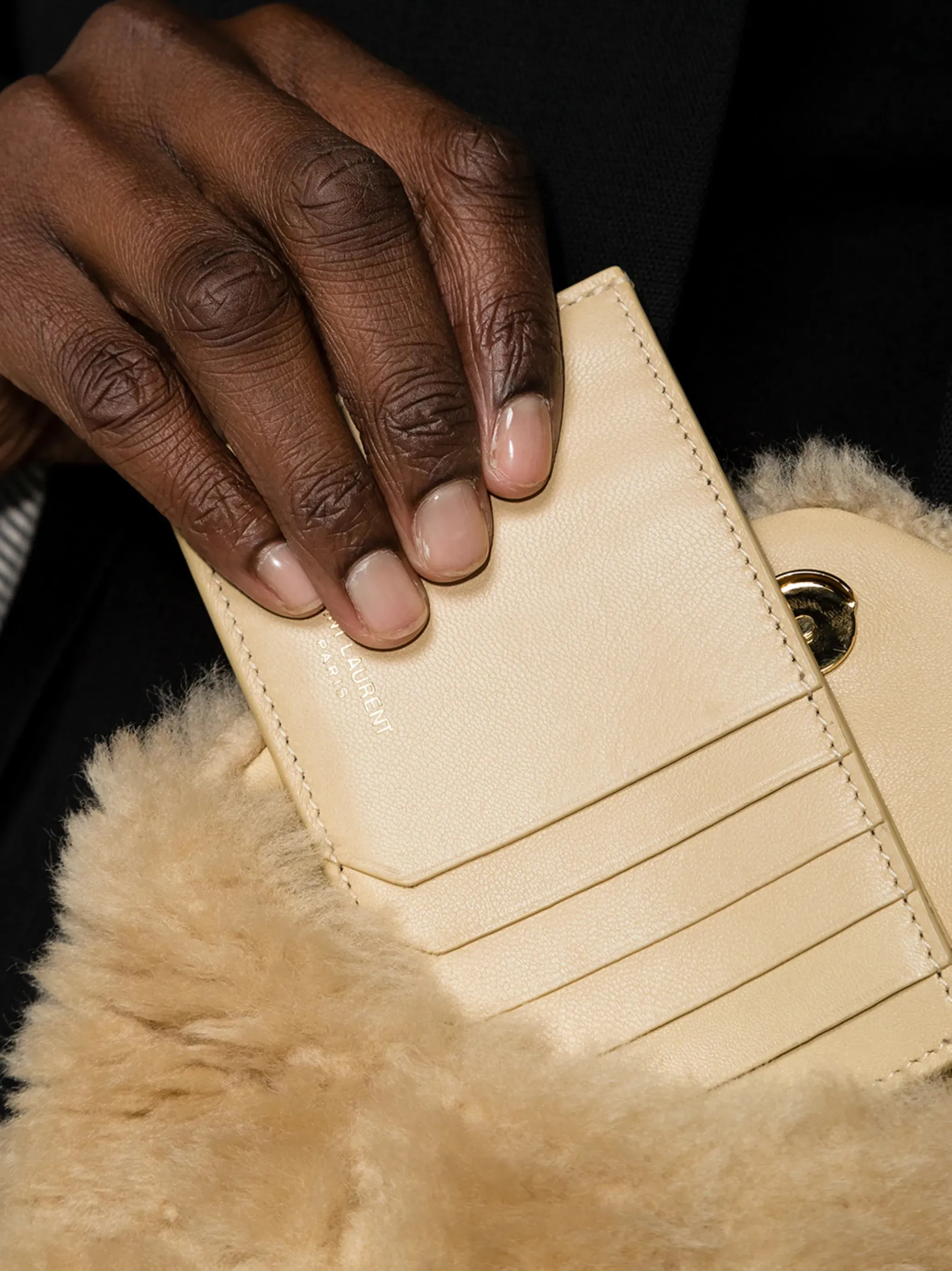 Puffer Referral discount shearling clutch Unique