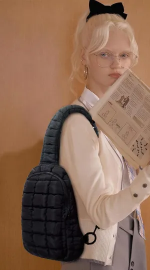Puffer Tote Bag for Women, Quilted Tote Bag Mini Chest Bag, Quilted Carryall Puffer Shoulder Bag, Quilted Padding Lightweight, Travel Trip Bag(Black)