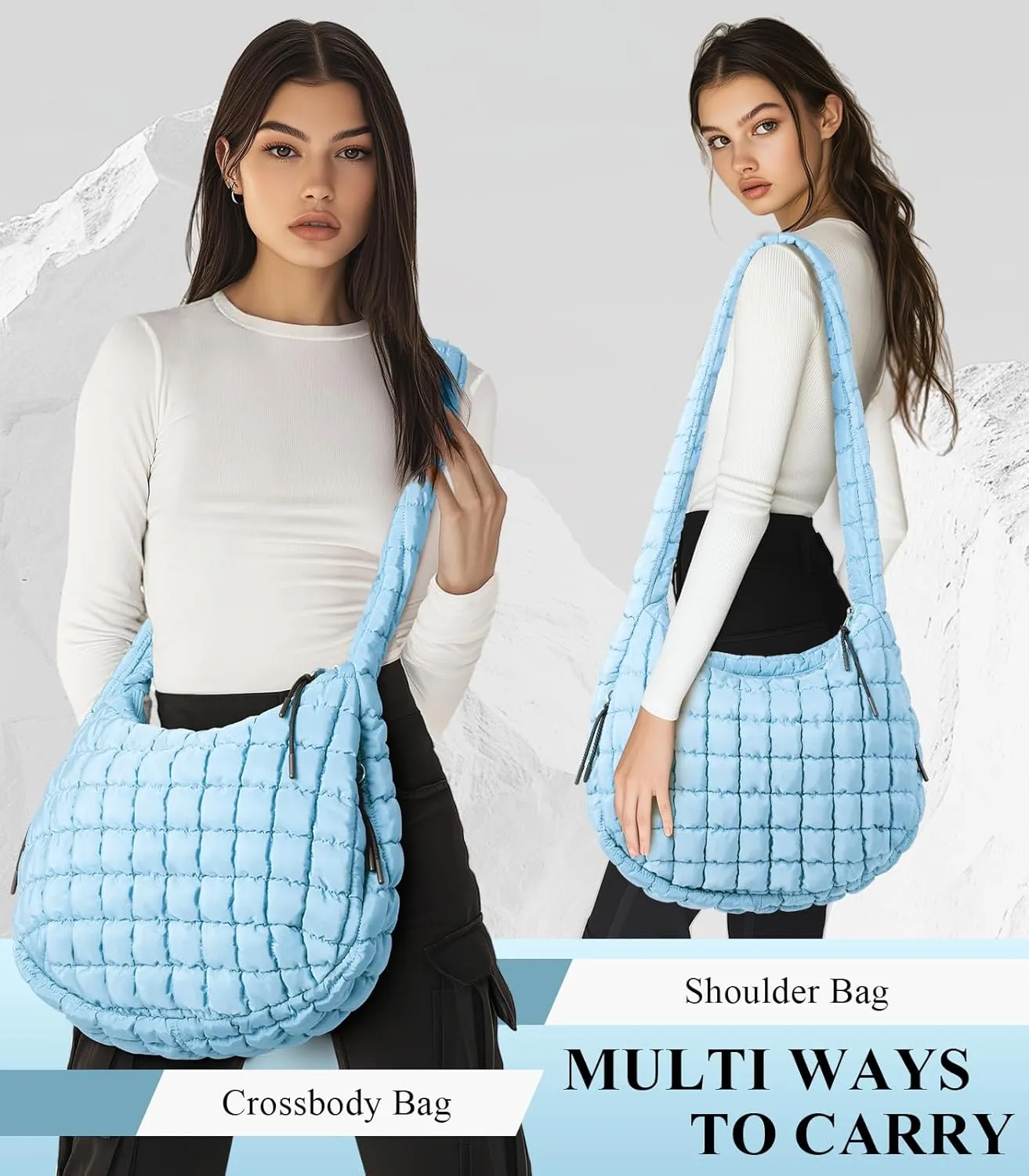 Puffer Tote Bag for Women, Quilted Tote Bag Puffer Bag, Large Quilted Crossbody Bags Carryall Bag, Hobo Bags for Travel