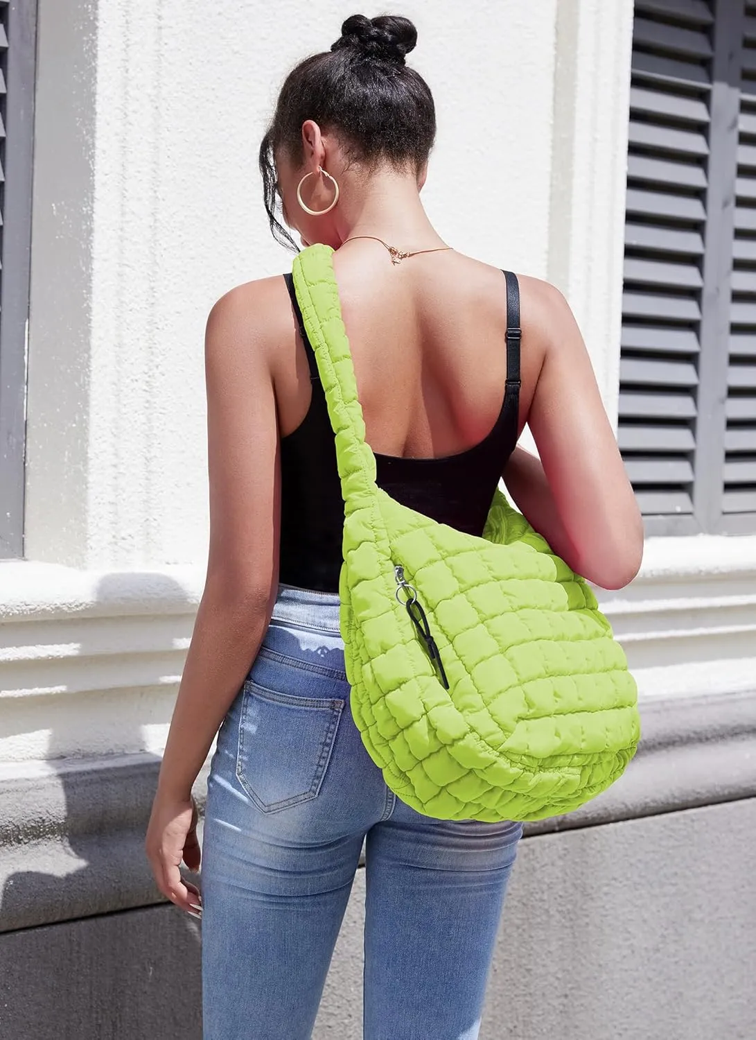 Puffer Tote Bag Quilted Tote Bag for Women Large Puffy Purse Lightweight Padding Cotton Crossbody Carryall Bag