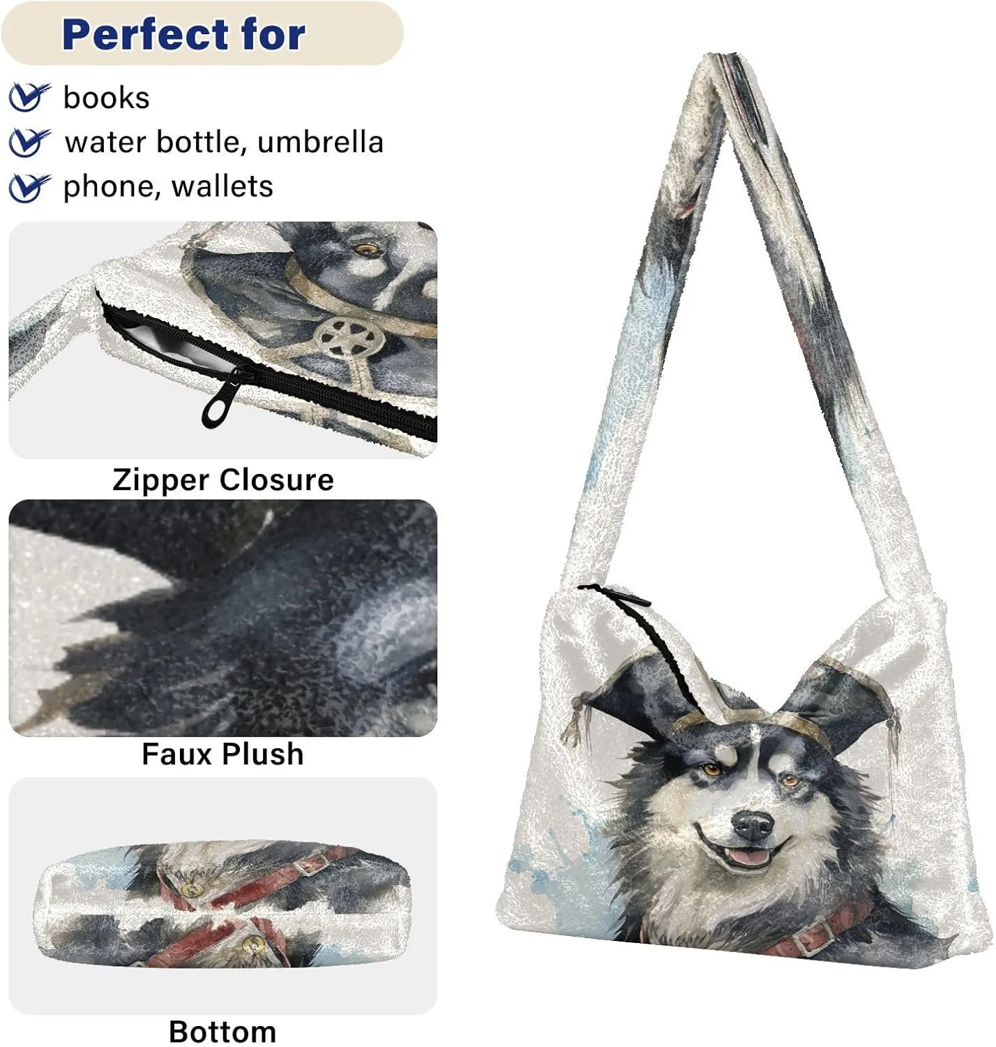 Pumpkin Shoulder Tote Bag, Tote Bag with Zipper Closure, Womens Outdoor Bag