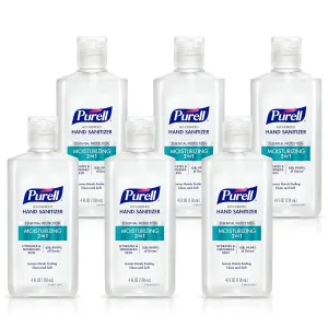Purell 2in1 Moisturizing Advanced Hand Sanitizer Gel, 4 oz Portable Bottle with Flip-Top Cap (Pack of 6) - 3498-04-EC