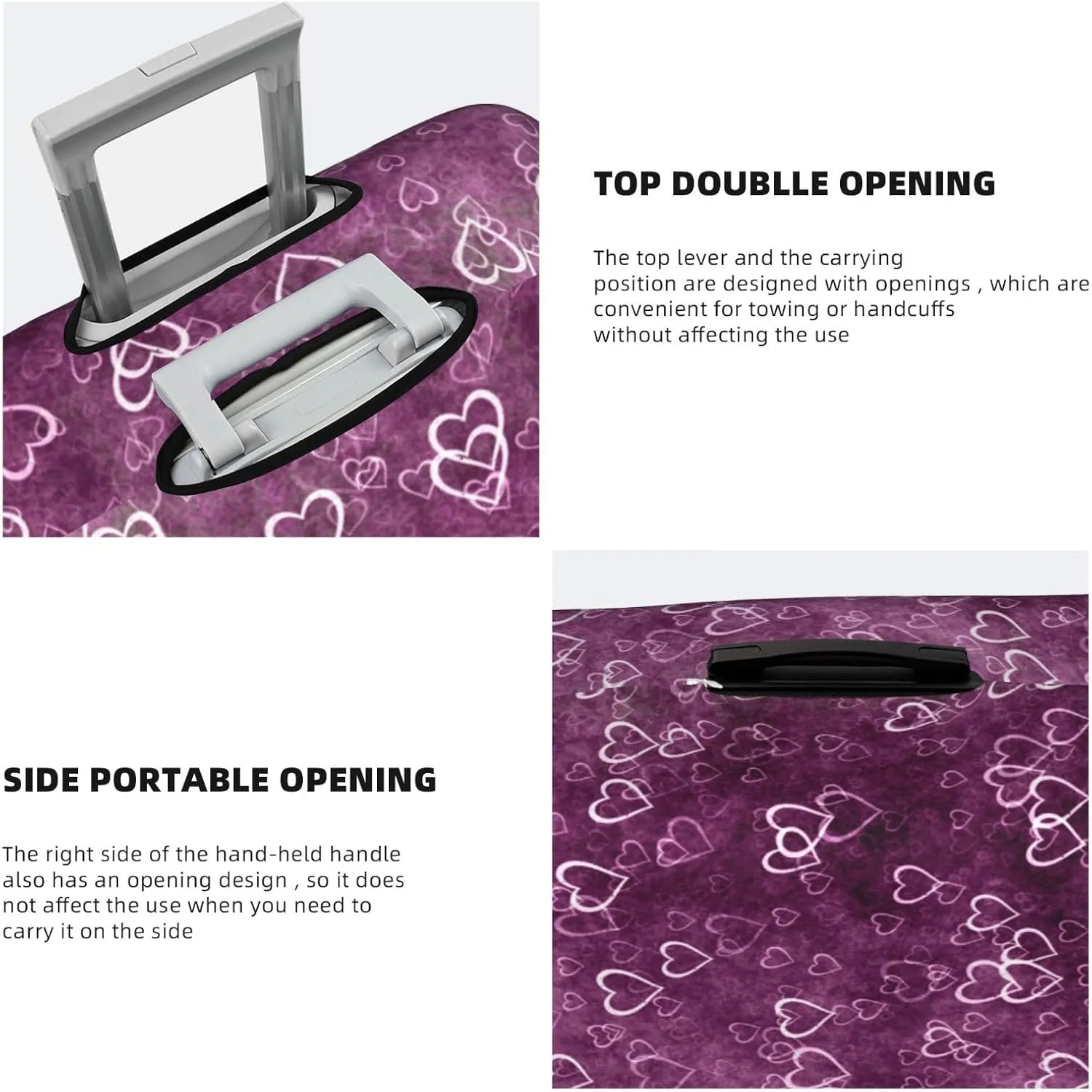 Purple Heart Pattern Luggage Covers Travel Suitcase Cover Protector Fit 18-32 Inch Luggage