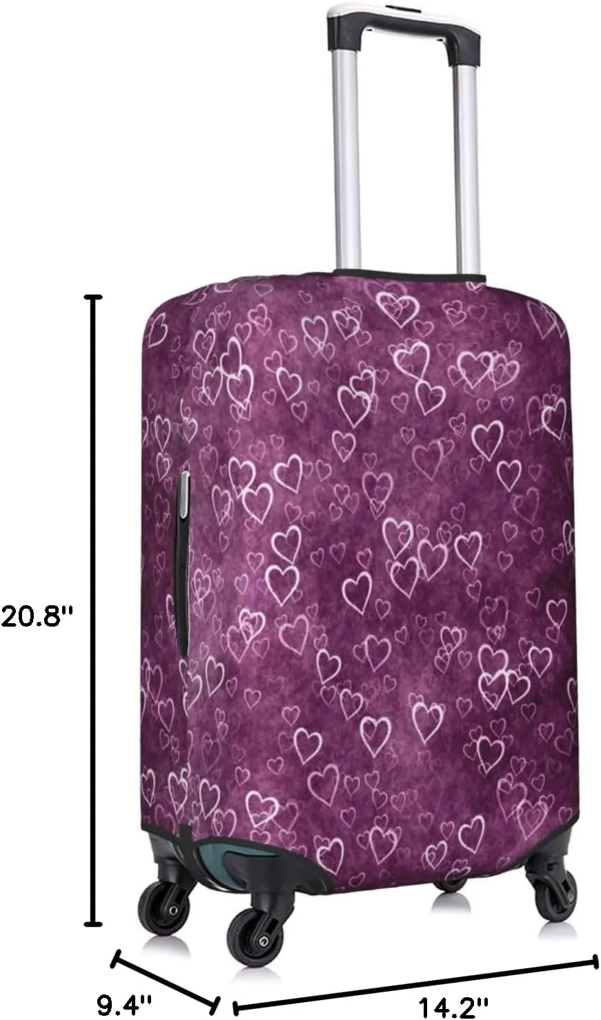 Purple Heart Pattern Luggage Covers Travel Suitcase Cover Protector Fit 18-32 Inch Luggage