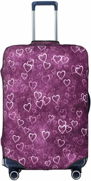 Purple Heart Pattern Luggage Covers Travel Suitcase Cover Protector Fit 18-32 Inch Luggage