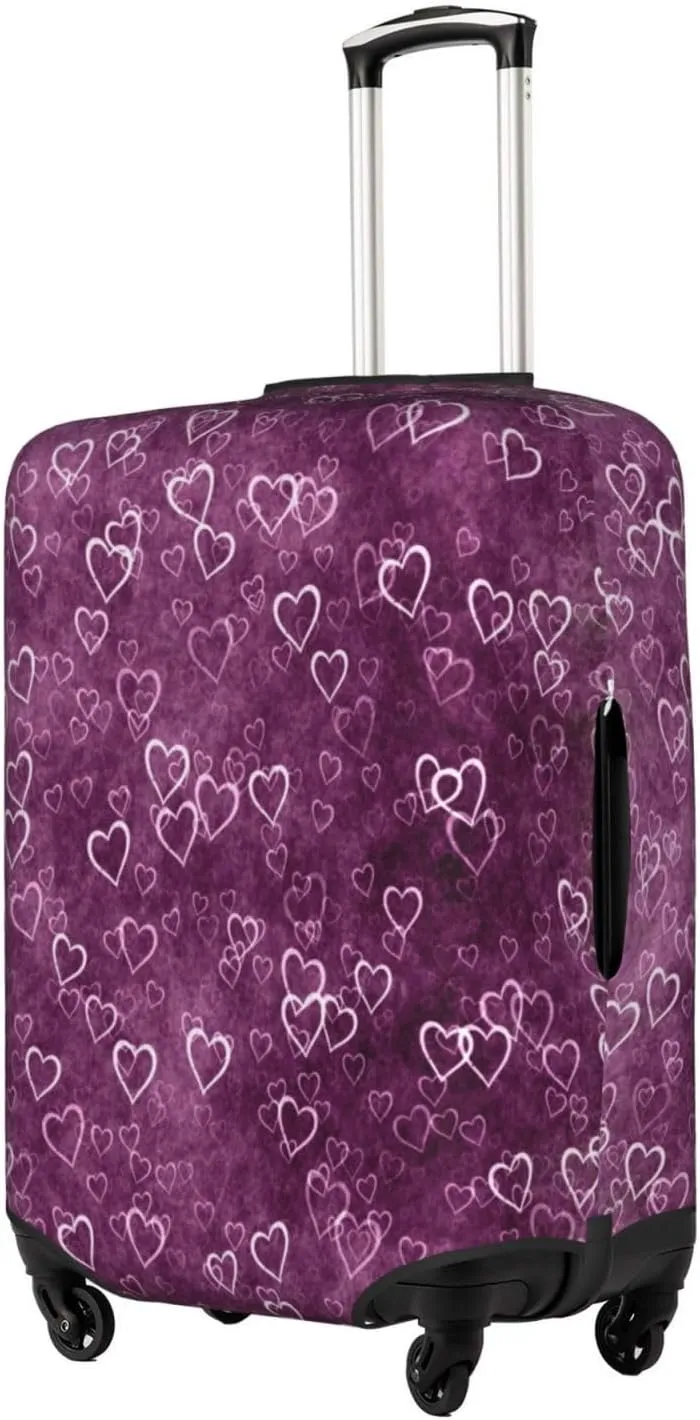 Purple Heart Pattern Luggage Covers Travel Suitcase Cover Protector Fit 18-32 Inch Luggage