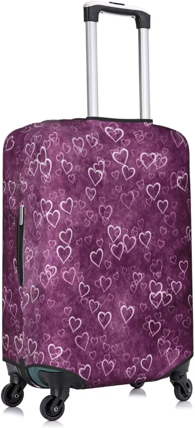 Purple Heart Pattern Luggage Covers Travel Suitcase Cover Protector Fit 18-32 Inch Luggage