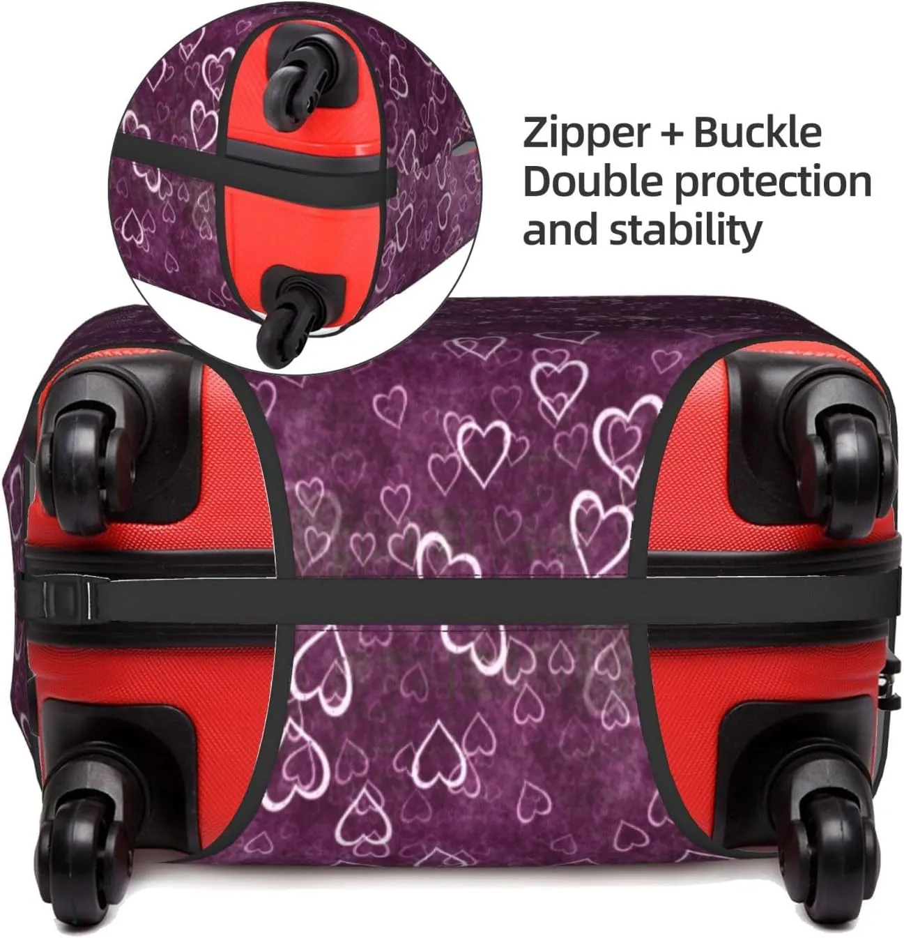 Purple Heart Pattern Luggage Covers Travel Suitcase Cover Protector Fit 18-32 Inch Luggage