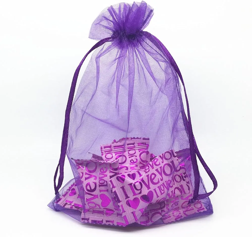 Purple Organza Sheer Gift Bags: Stylish Packaging for Jewelry and Wedding Favors