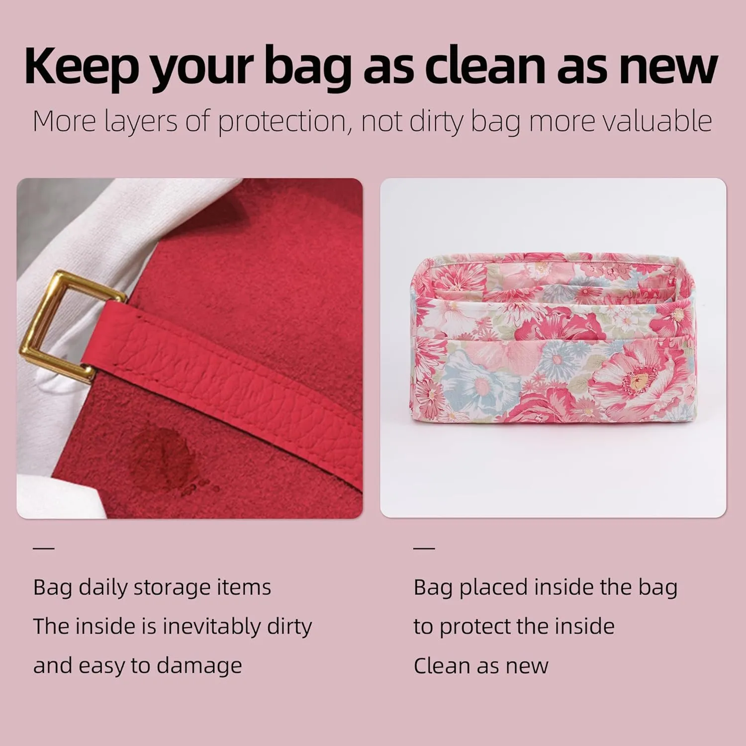 Purse Organizer Insert Fits Bolide 21/25/27/31/35/1923 bags, Lightweight Bag Shaper Liner for Women Luxury Handbag Tote, Soft Inner Bag (BL31, Blooming)