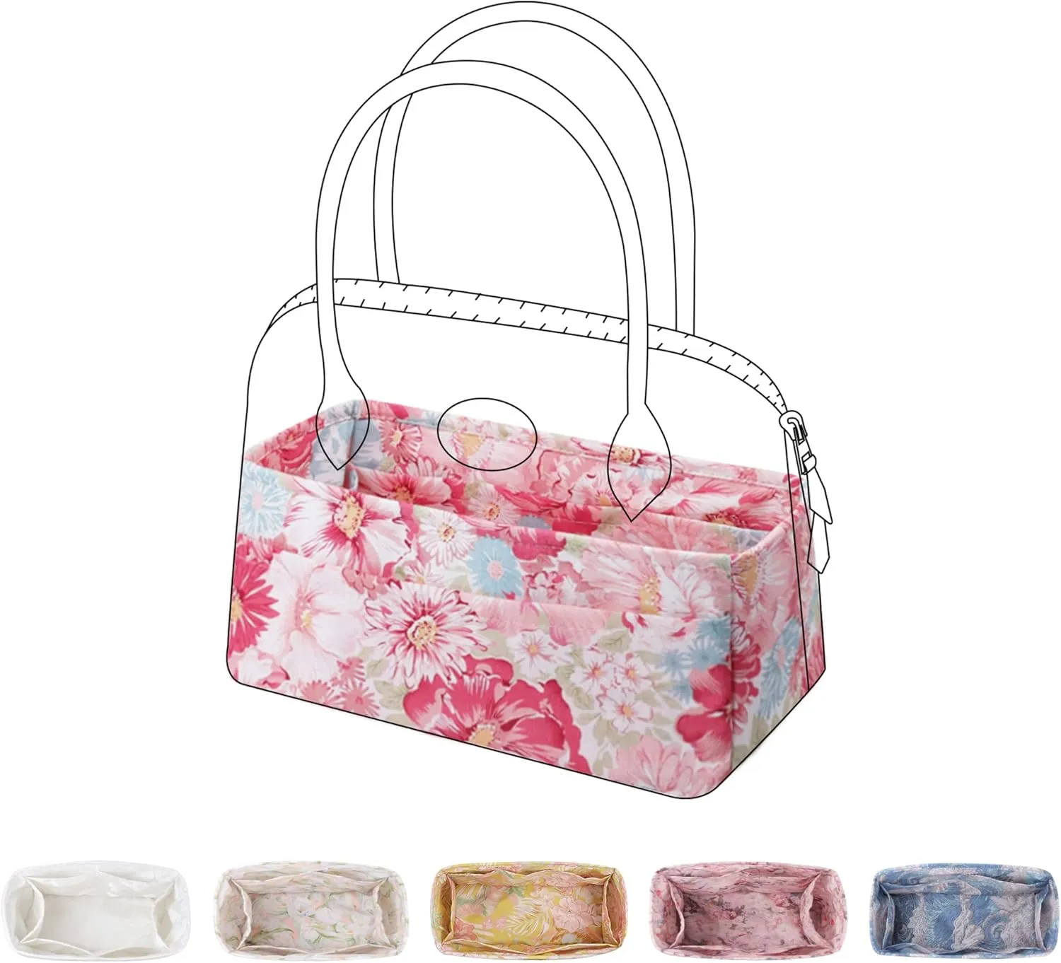 Purse Organizer Insert Fits Bolide 21/25/27/31/35/1923 bags, Lightweight Bag Shaper Liner for Women Luxury Handbag Tote, Soft Inner Bag (BL31, Blooming)