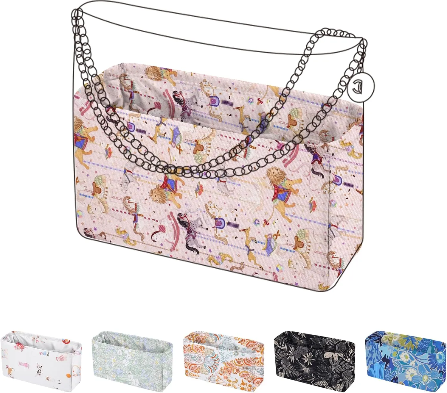 Purse Organizer Insert Fits Chanel 22bags, Lightweight Bag Shaper for Women Luxury Handbag Tote, Soft Inner Bag(22bag Medium, Circus (Pink))