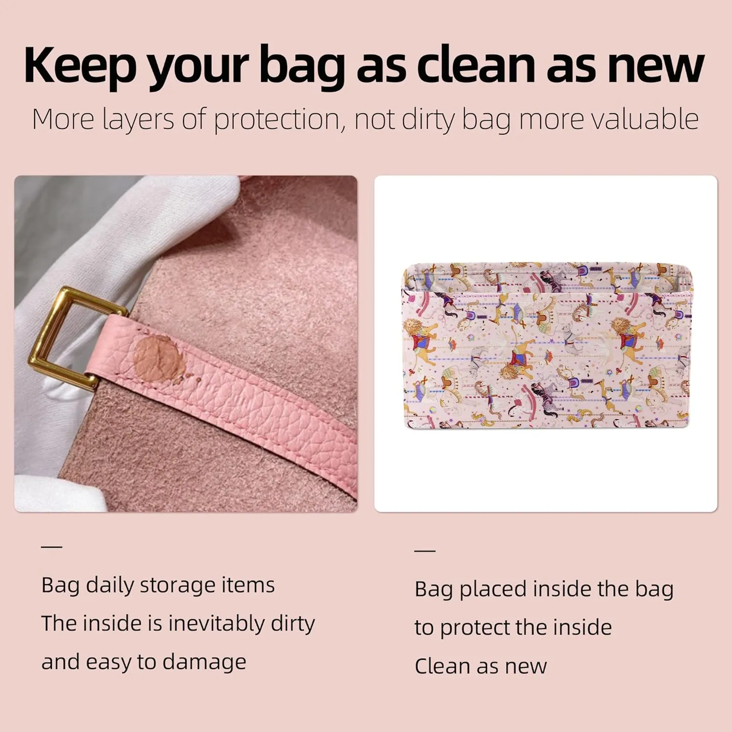Purse Organizer Insert Fits Chanel Classic Flap Bags, Lightweight Bag Shaper for Women Luxury Handbag Tote, Soft Inner Bag(CF Maxi32,Circus(Pink))