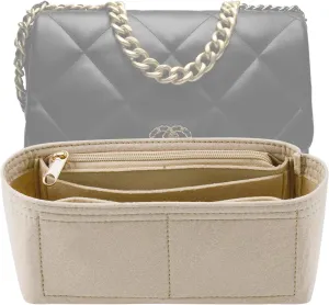 Purse Organizer Insert for CHANEL 19 Flap Bag Organizer Insert Handbag (Beige, Small)