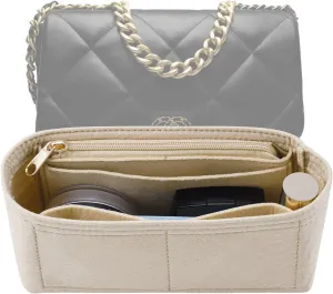 Purse Organizer Insert for CHANEL 19 Large Flap Bag Organizer Insert Handbag (Beige, Large)