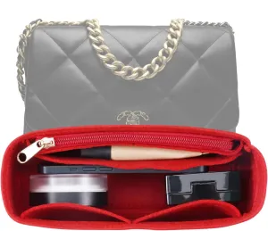 Purse Organizer Insert for CHANEL 19 Maxi Flap Bag Organizer Insert Handbag (Red, Maxi)