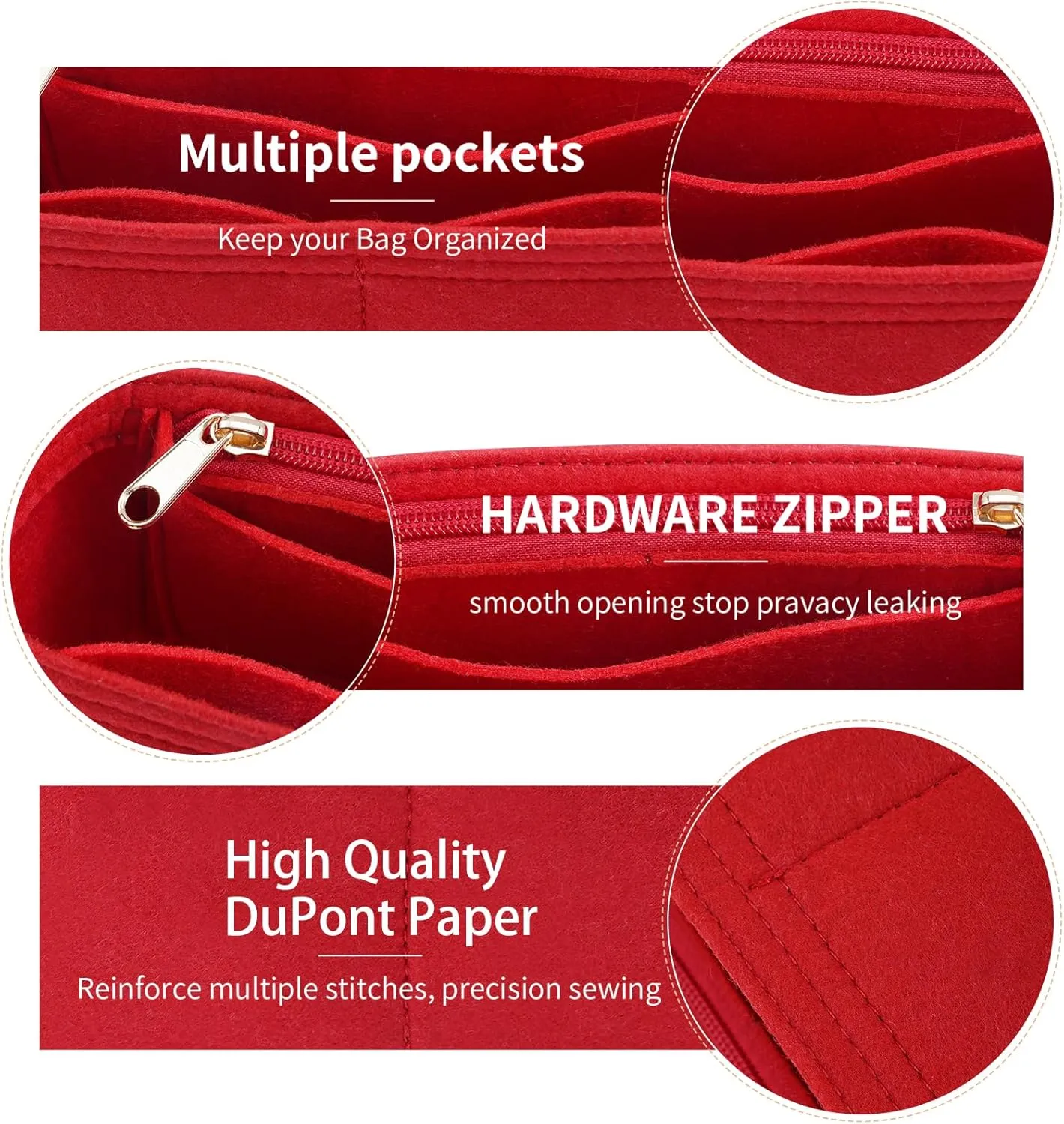 Purse Organizer Insert for CHANEL 19 Maxi Flap Bag Organizer Insert Handbag (Red, Maxi)