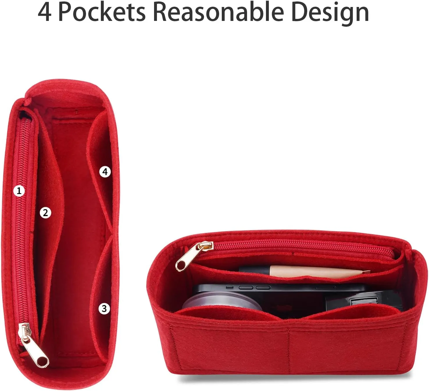 Purse Organizer Insert for CHANEL 19 Maxi Flap Bag Organizer Insert Handbag (Red, Maxi)
