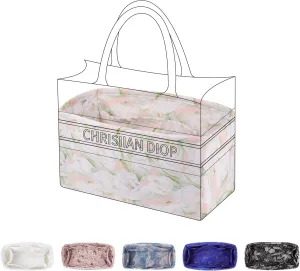 Purse Organizer Insert For Dior Booktote mini/S/M/L, Lightweight Bag Shaper Liner, Soft Women Luxury Handbag Tote Inner Bag (Booktote Medium, French Tulips)