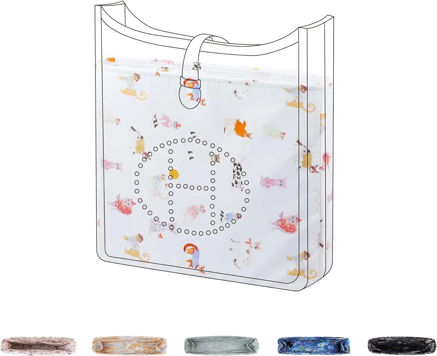 Purse Organizer Insert For Evelyne TPM/PM/GM/TGM, Lightweight Bag Shaper Liner, Soft Luxury Handbag Tote Inner Bag (PM-29,Cat Paradise)