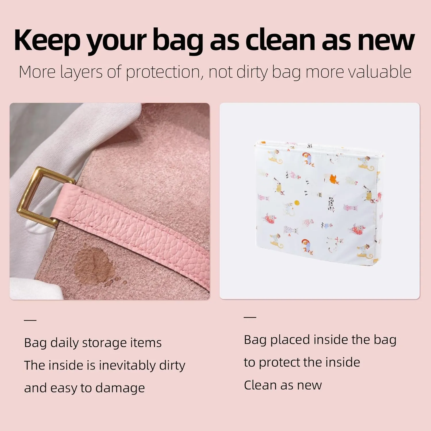 Purse Organizer Insert For Evelyne TPM/PM/GM/TGM, Lightweight Bag Shaper Liner, Soft Luxury Handbag Tote Inner Bag (PM-29,Cat Paradise)