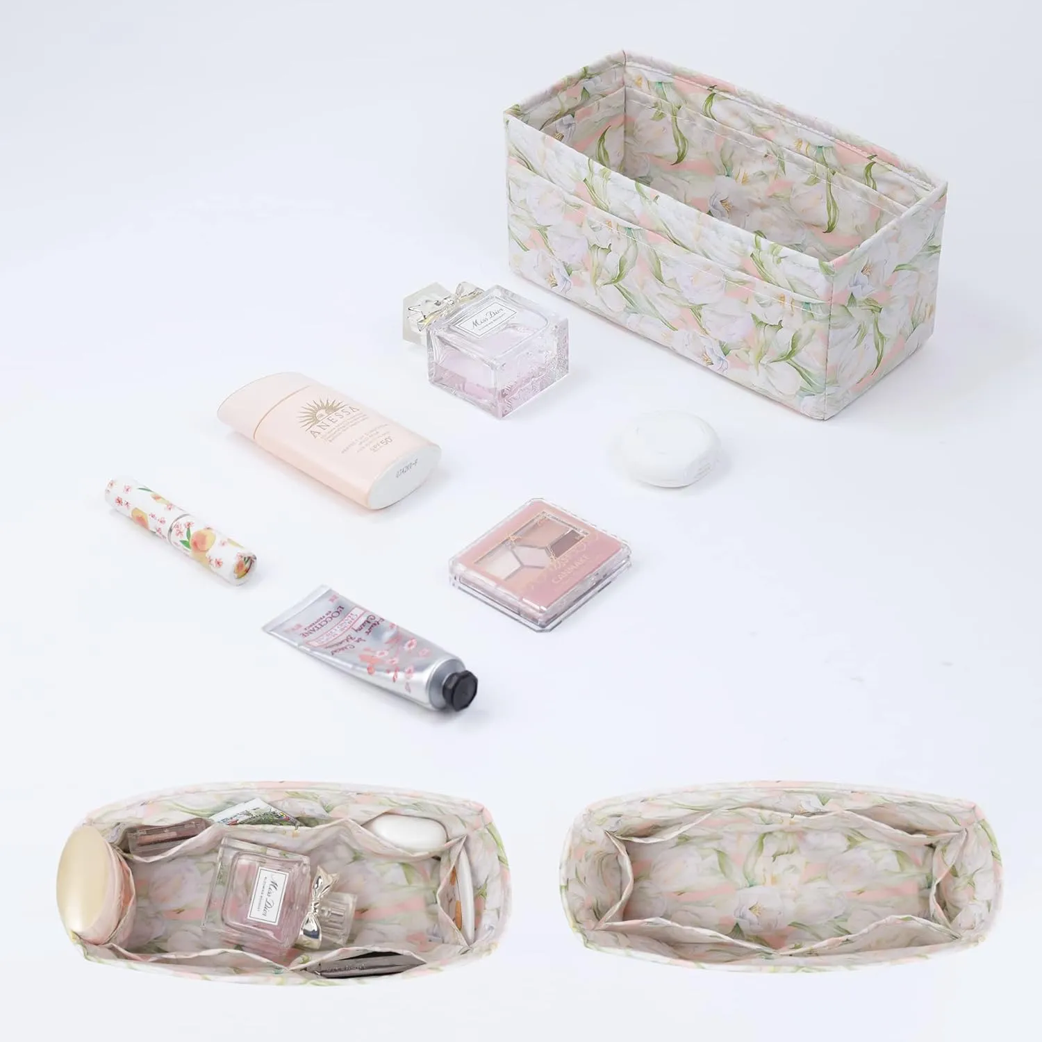 Purse Organizer Insert for Herbag 31/39/50, Lightweight Bag Shaper Liner, Soft Luxury Handbag Tote Inner Bag (Herbag31, French Tulips)