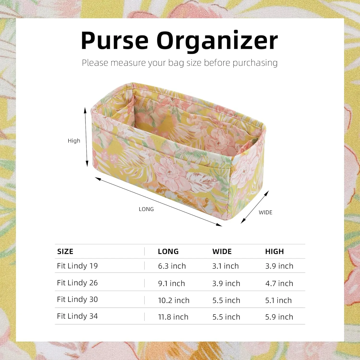 Purse Organizer Insert for Lindy 19/26/30/34 bags, Lightweight Bag Shaper for Women Luxury Handbag Tote, Soft Inner Bag Organizer(LD19, Rebirth)