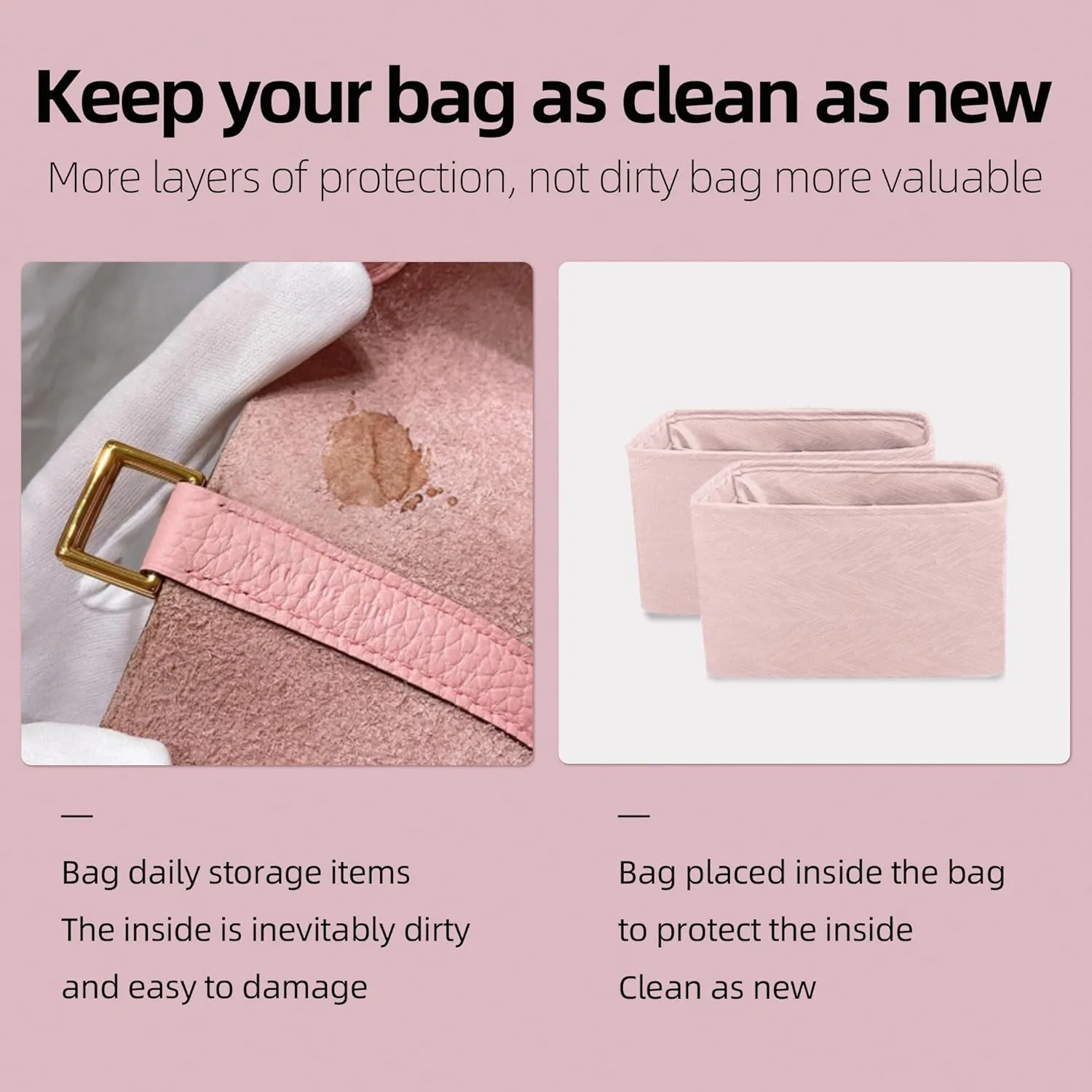 Purse Organizer Insert For LV Neonoe BB/MM/New Neonoe Bags, Lightweight Bag Shaper Liner, Soft Women Luxury Handbag Tote Inner Bag(Neonoe BB,Pink)
