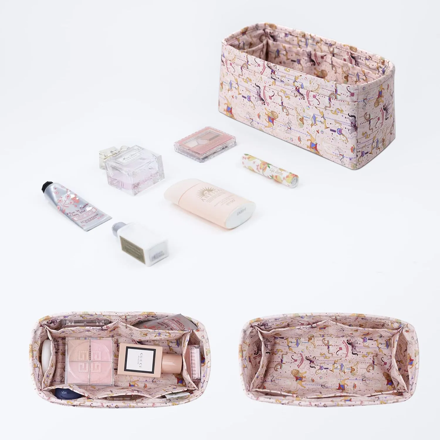 Purse Organizer Insert, unique pattern Bag organizer, bag in bag for luxury bags, fit Kelly mini/25/28/32/35 bags (KL28, Circus(Pink))