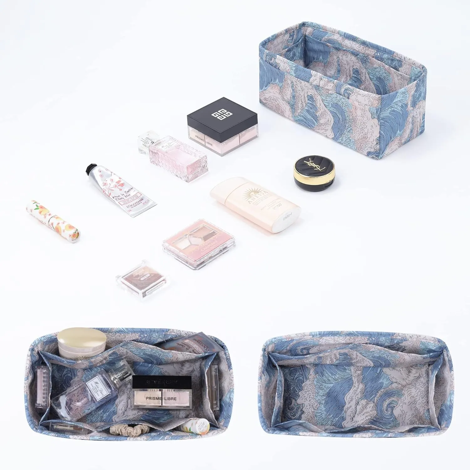 Purse Organizer Insert, unique pattern Bag Organizer Liner, Handbag Organiser Insert, Bag Tote Shaper fit Birkin 20/25/30/35/40 bags(BK25,Sea and waves)