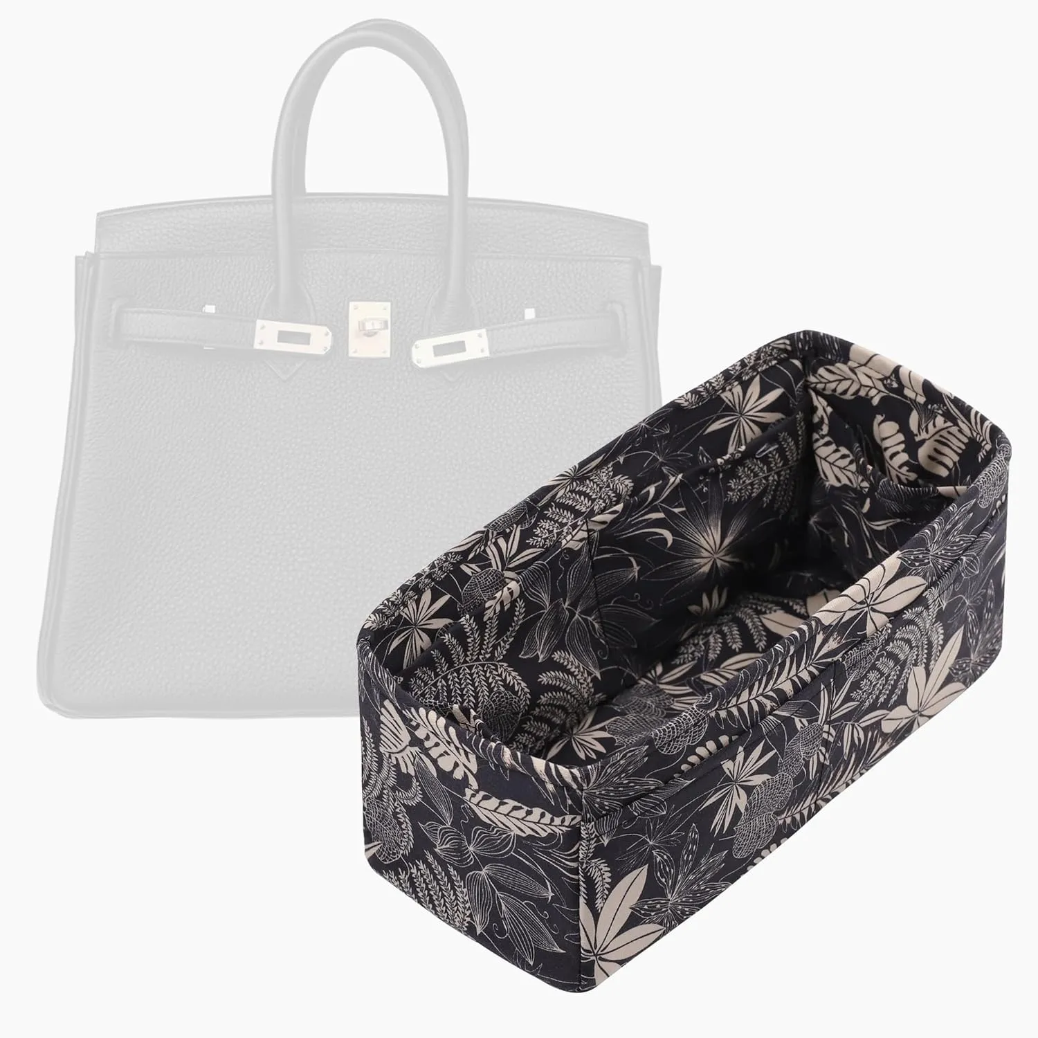 Purse Organizer Insert, unique pattern Bag Organizer Liner, Handbag Organiser Insert, Bag Tote Shaper fit Birkin 20/25/30/35/40 bags(BK30,Dark Fragrance)