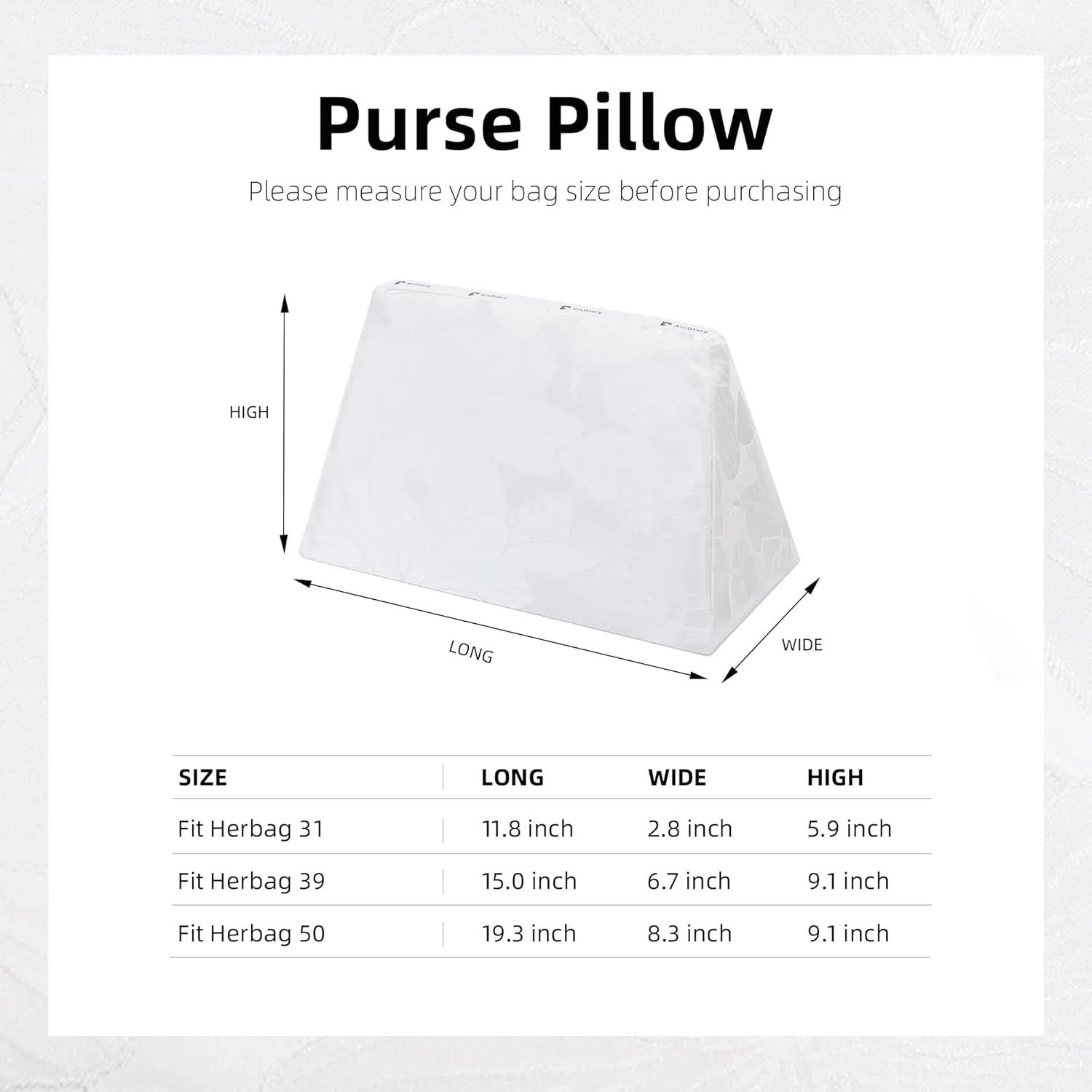Purse Pillow Insert for Herbag 31/39/50 bags, Soft Memory Foam Bag Pillow, Luxury Handbag Tote Shaper(Herbag31,Snowflake)