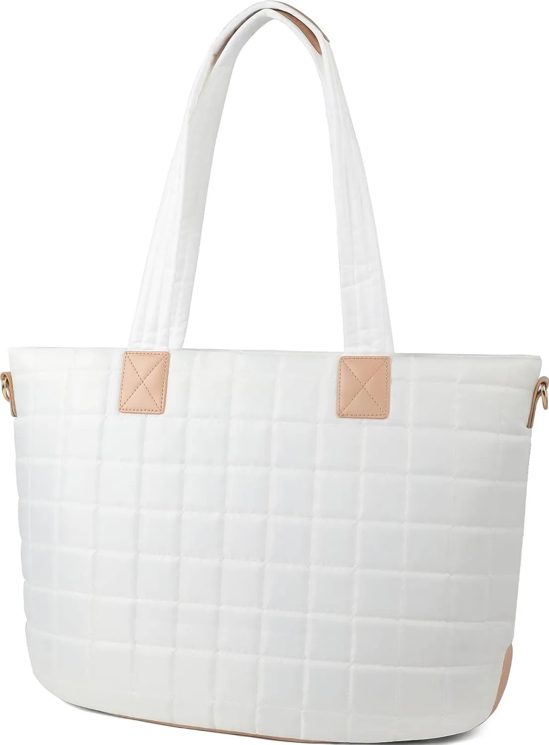 Queenoris Puffer Tote Bag for Women, Large Quilted Puffy Bag Work Bags with Zipper for Travel Soft Shoulder Purse Gym Shop