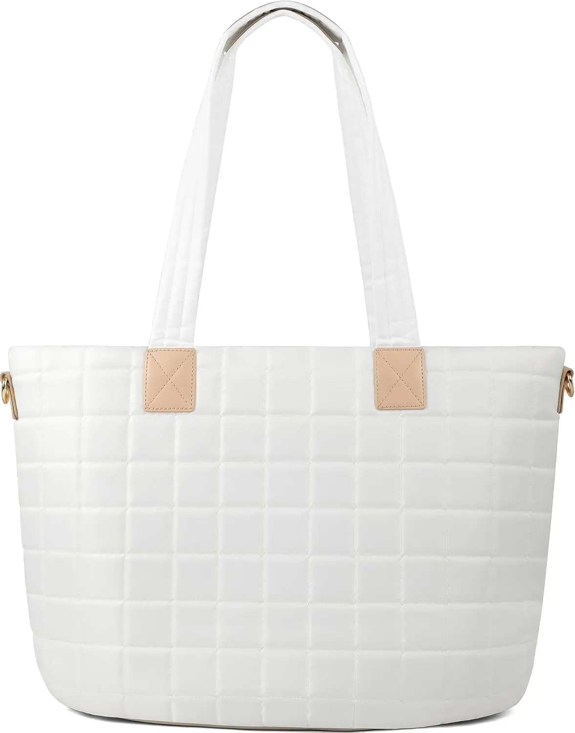 Queenoris Puffer Tote Bag for Women, Large Quilted Puffy Bag Work Bags with Zipper for Travel Soft Shoulder Purse Gym Shop