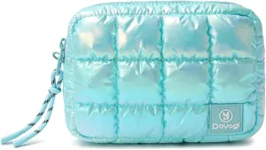 Quilted Cosmetic Bag, Puffer Makeup Bags, Crossbody Purses for women,Cute Travel Toiletry Bag for Women (Dazzling Ice Blue)