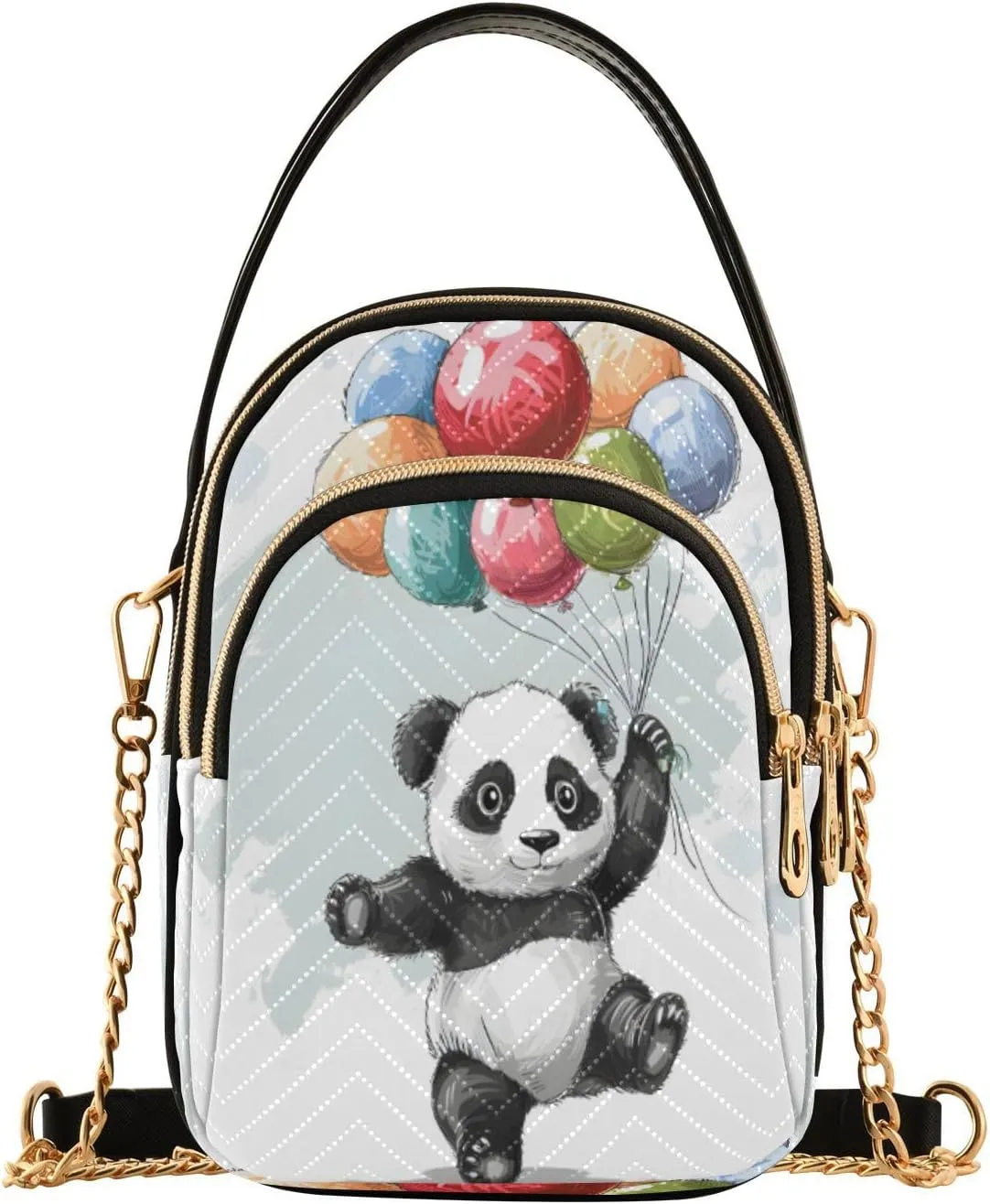 Quilted Crossbody Bags for Women,Cute Funny Panda Bear Women's Crossbody Handbags Animals Small Travel Purses Phone Bag