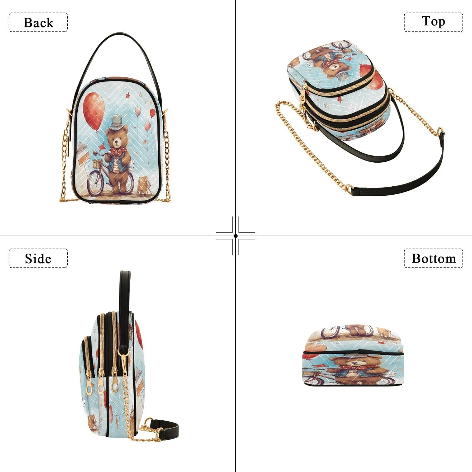 Quilted Crossbody Bags for Women,Cute Funny Panda Bear Women's Crossbody Handbags Animals Small Travel Purses Phone Bag