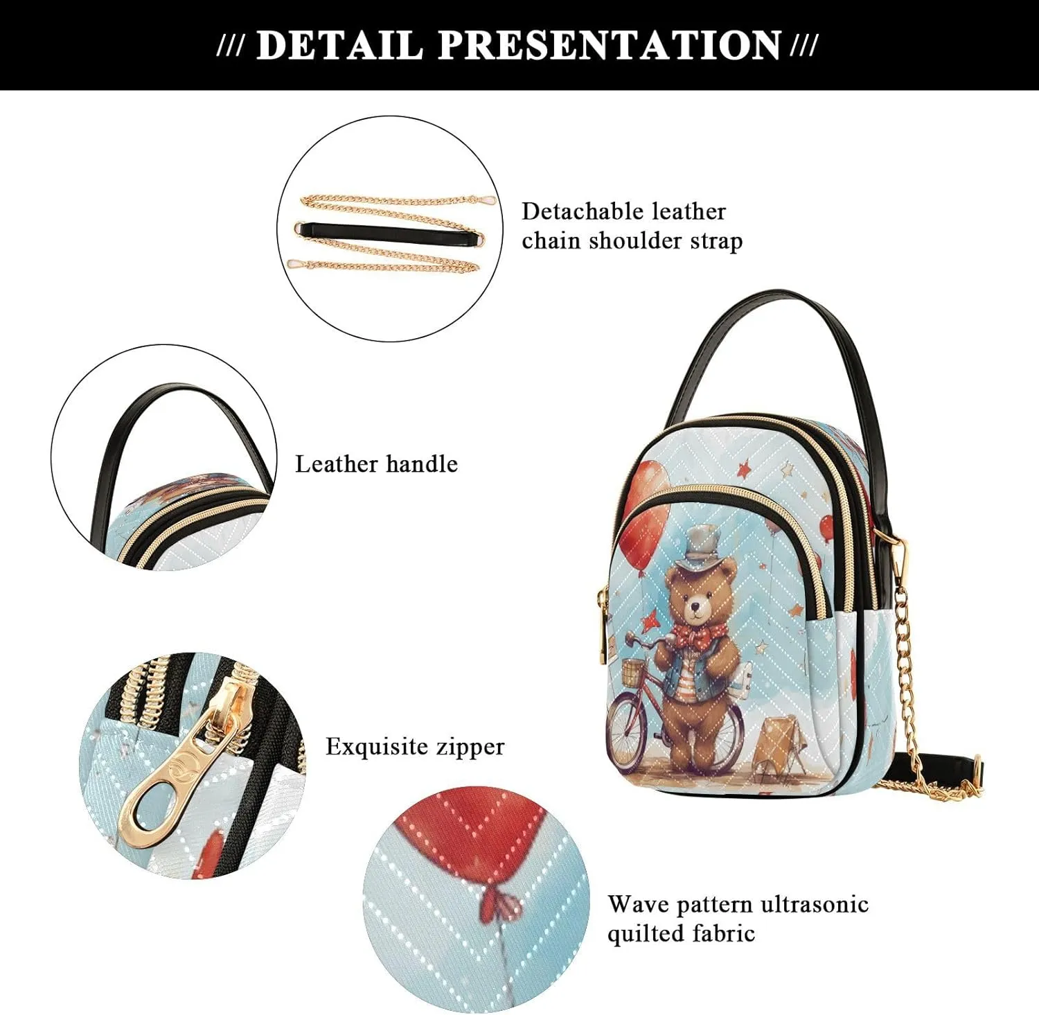 Quilted Crossbody Bags for Women,Cute Funny Panda Bear Women's Crossbody Handbags Animals Small Travel Purses Phone Bag