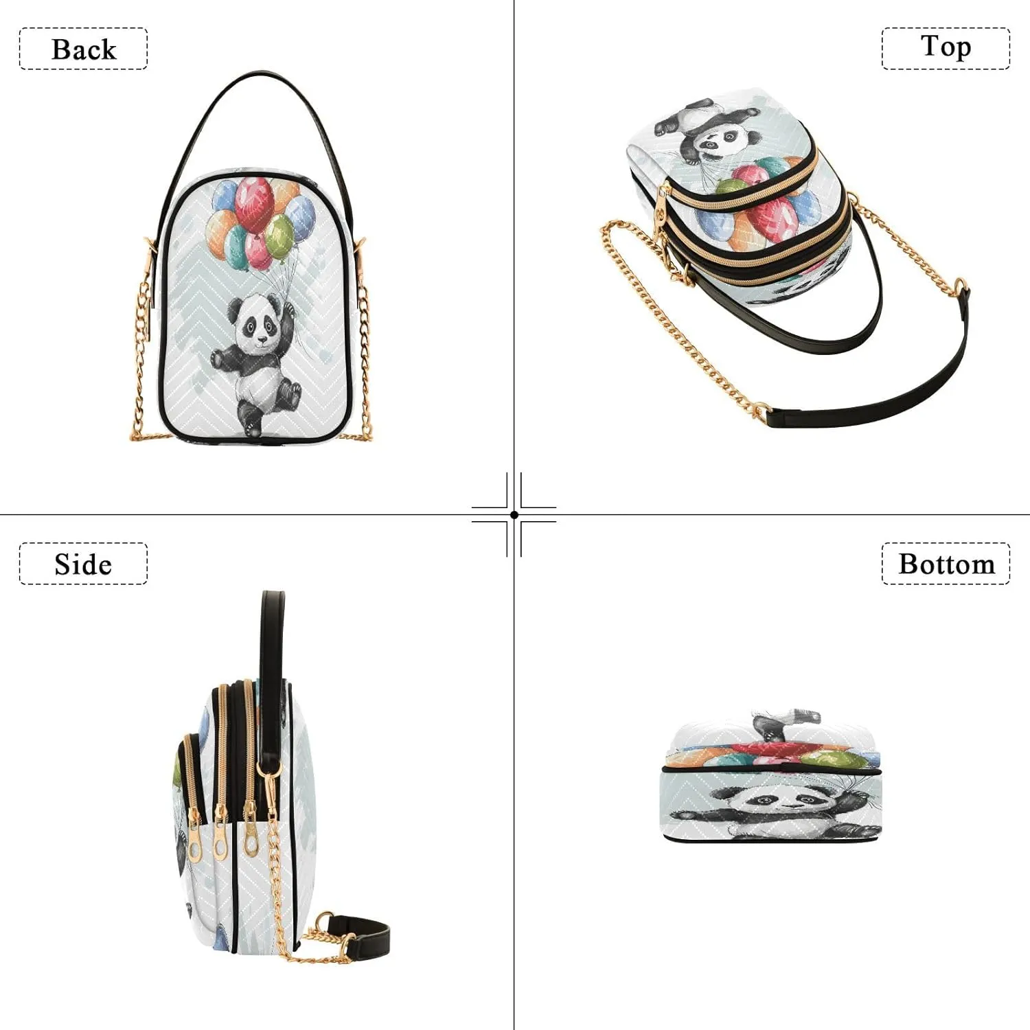 Quilted Crossbody Bags for Women,Cute Funny Panda Bear Women's Crossbody Handbags Animals Small Travel Purses Phone Bag