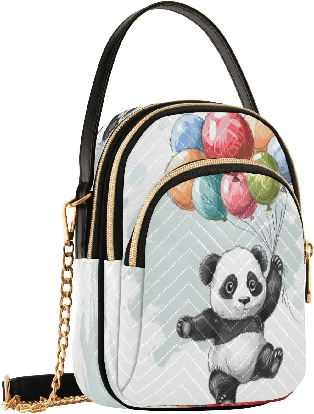 Quilted Crossbody Bags for Women,Cute Funny Panda Bear Women's Crossbody Handbags Animals Small Travel Purses Phone Bag