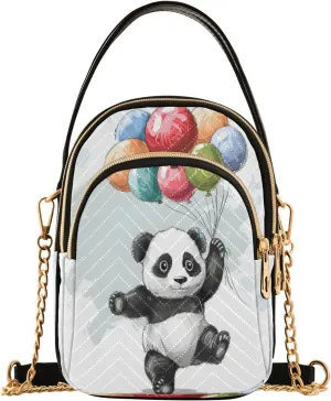 Quilted Crossbody Bags for Women,Cute Funny Panda Bear Women's Crossbody Handbags Animals Small Travel Purses Phone Bag